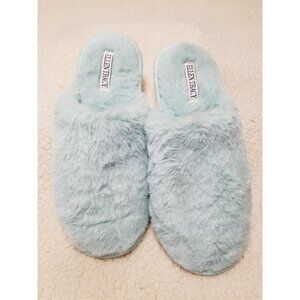 Ellen Tracy Women's Faux Fur Slip-On Slide Slippers Mint Green Size 9